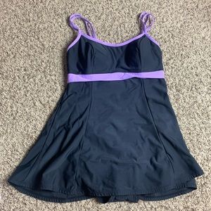 Mainstream Women’s Swimsuit Dress Black And Purple
